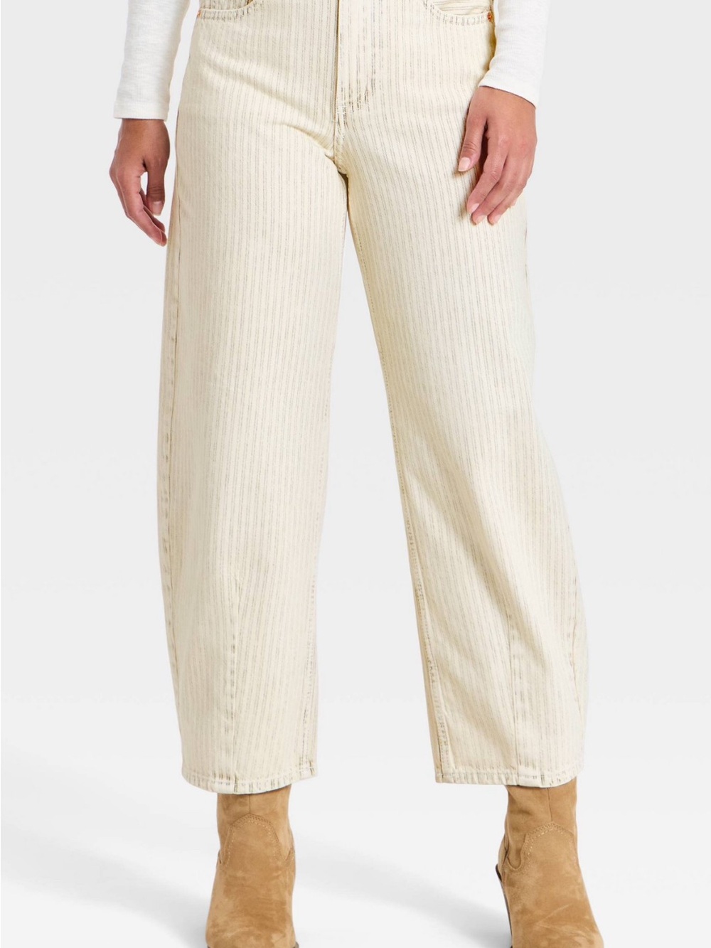 Stripped Barrel Jeans High-Rise Jeans in Cream